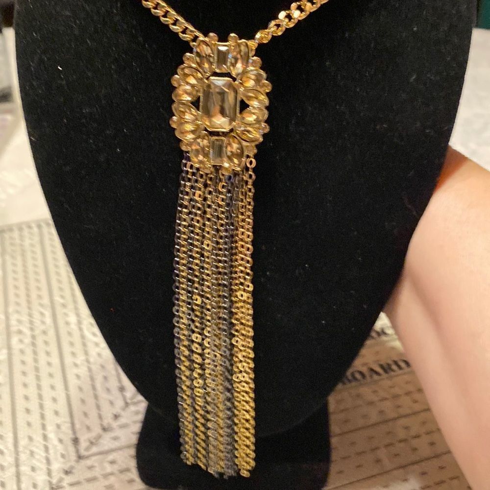 Thalia Sodi Nwt Gold Tone Champagne Colored Brooch With Tassel